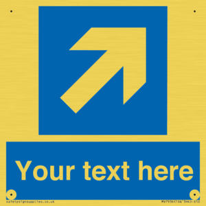 Custom Mandatory directional sign, blue arrow up and right